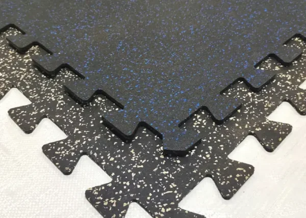 Piso Gimnasio Caucho Epdm Azul/Negro Puzzle 1 m ancho  x 1 mt largo x 6 mm espesor.