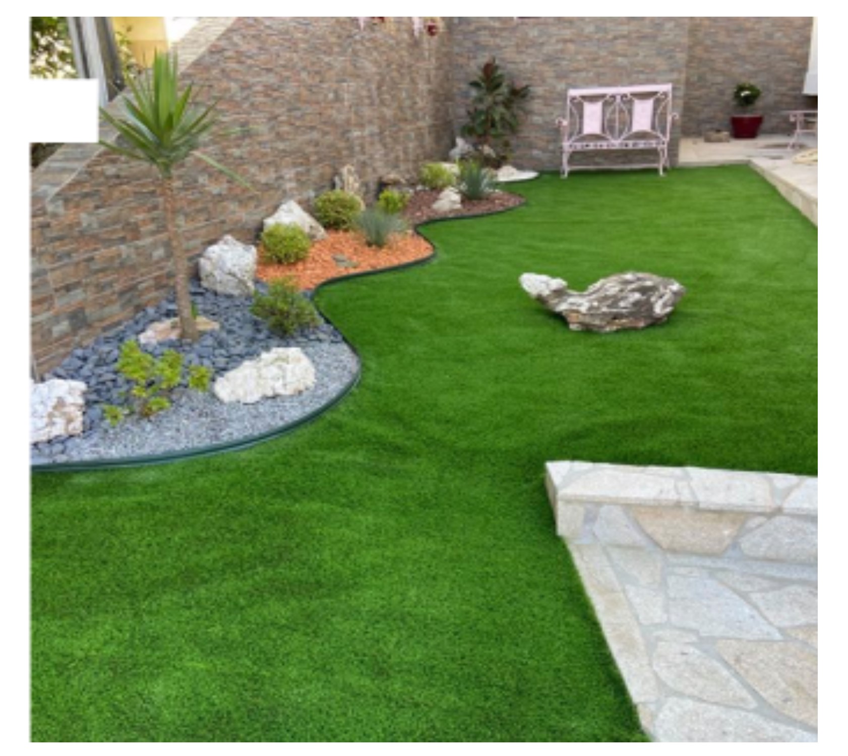 Pasto Sintético Rollo Ornamental Jardín Verde/Café 25 mm Espesor x 2 m Ancho x 10 m - Imagen 3