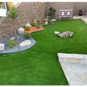 Pasto Sintético Rollo Ornamental Jardín Verde/Café 25 mm Espesor x 2 m Ancho x 5 m