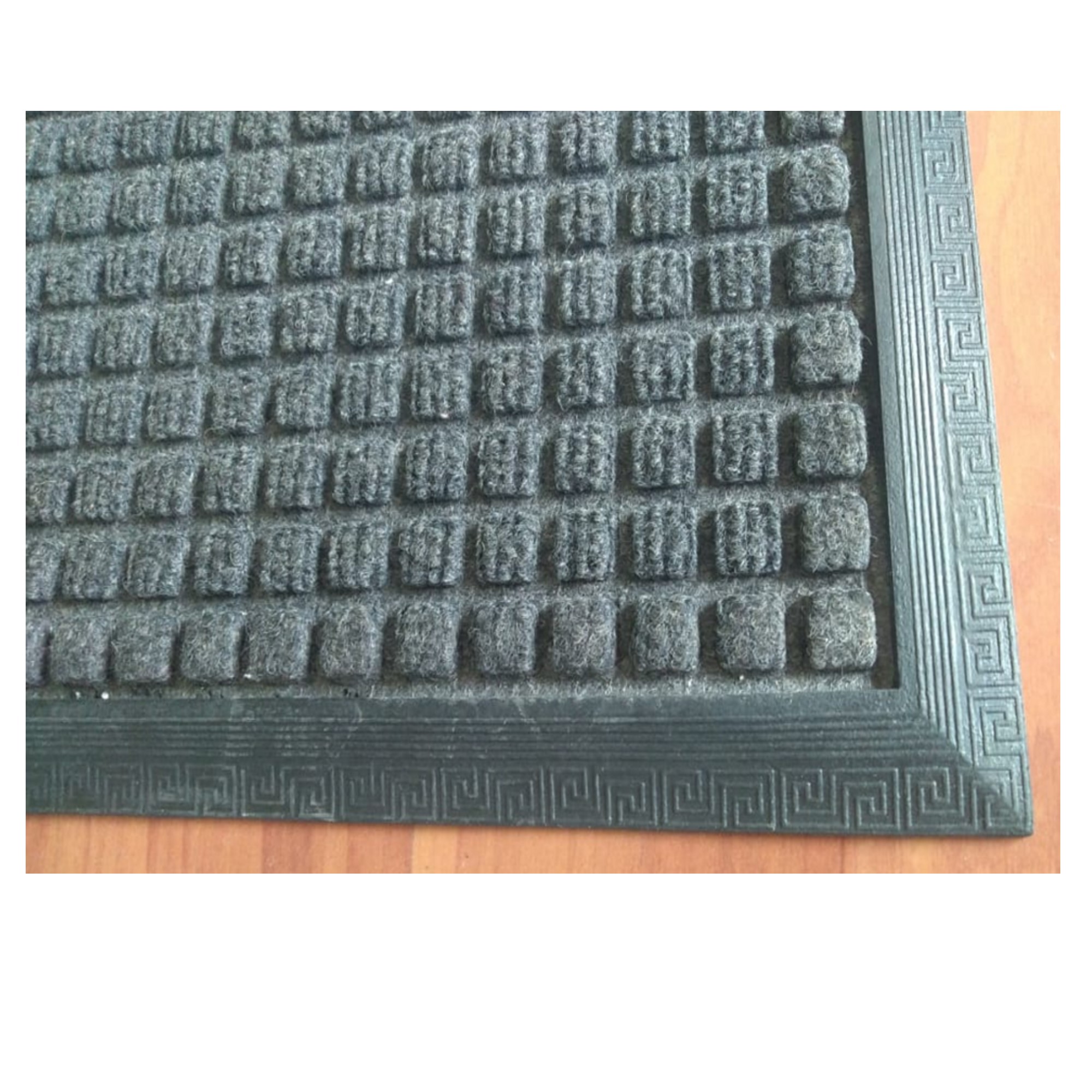 Piso Felpudo Tipo Alfombra Gris/Negro 6 mm Espesor x 600 mm Ancho x 900 mm Largo