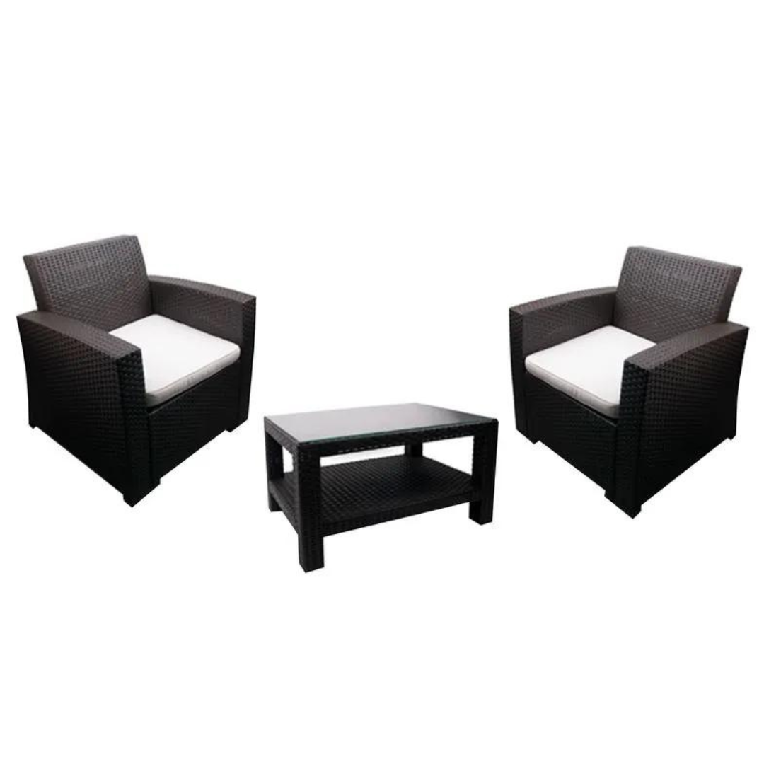 Set Balcón Tavarua Café 2 Personas - 2 Sillones 1 Cuerpo + Mesa Centro 70 x 48 cm Reyplast