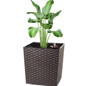 Maceta ? Ratan 25X25X25 Cm. C/Sist Riego Marron