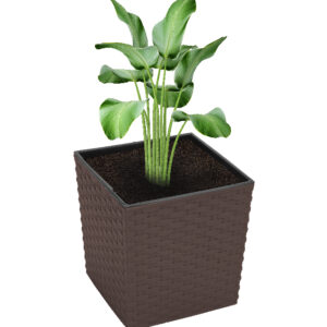 Maceta ? Ratan 40X40X40 Cm. C/Sist Riego Marron