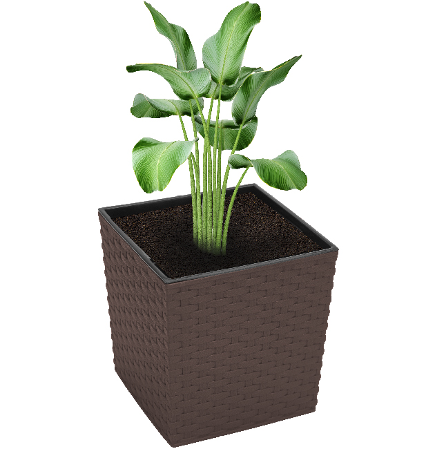 Maceta ? Ratan 40X40X40 Cm. C/Sist Riego Marron