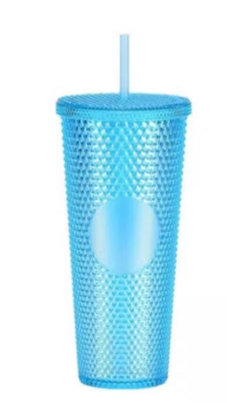 Vaso Térmico 710Cc Color Celeste Diamantado Texturizado