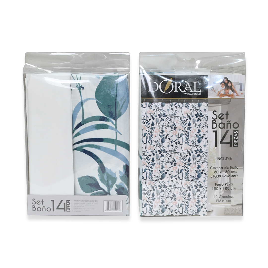 Cortina Baño Fall Estamp. C/N Forro Y Ganchos Doral