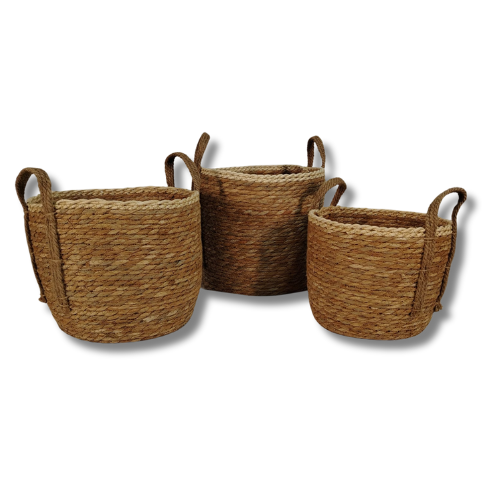 3Unds Cesta Tejida De Yute Sl-007,3Pcs