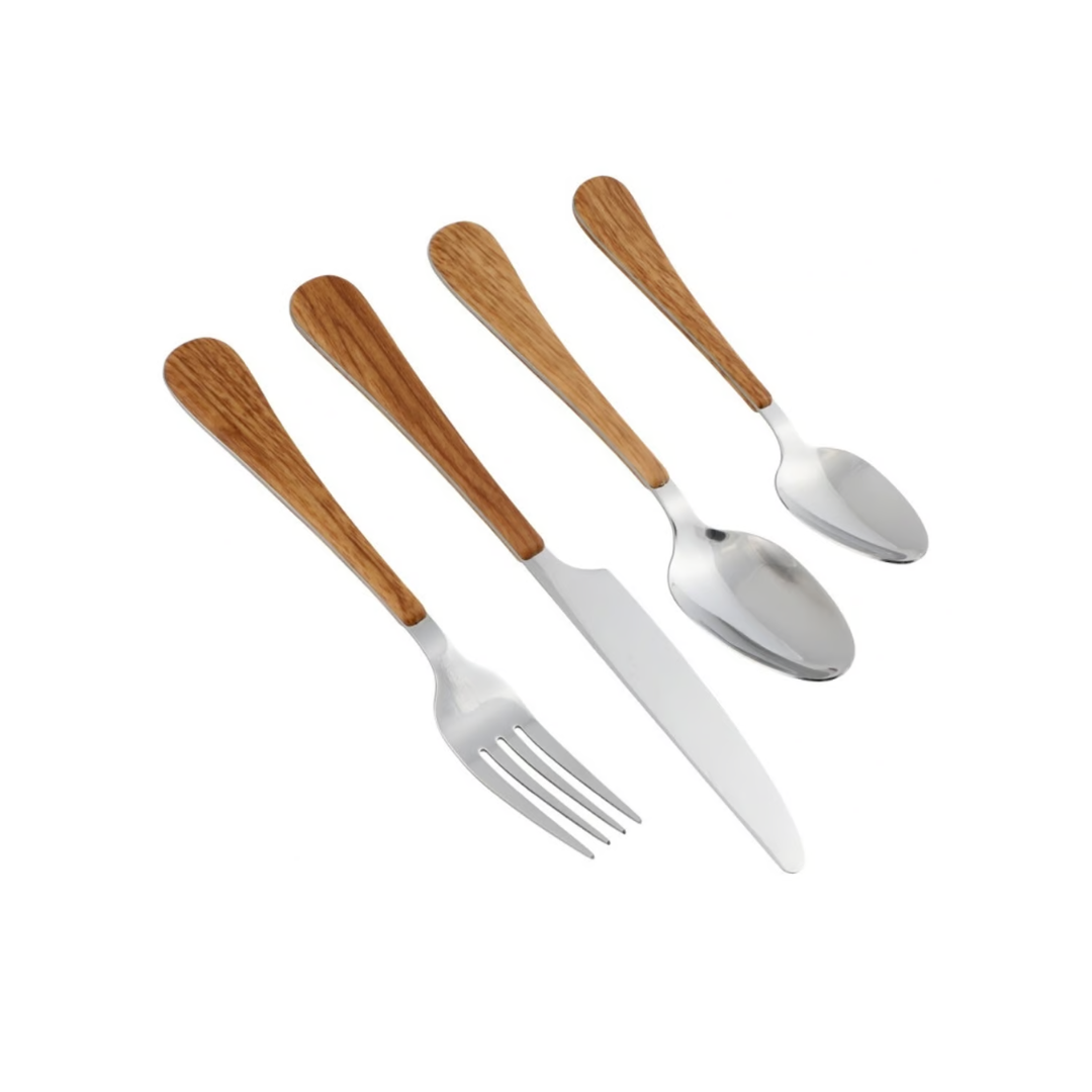 Set De Cuchilleria 24 Piezas Madera Redondo - Imagen 3