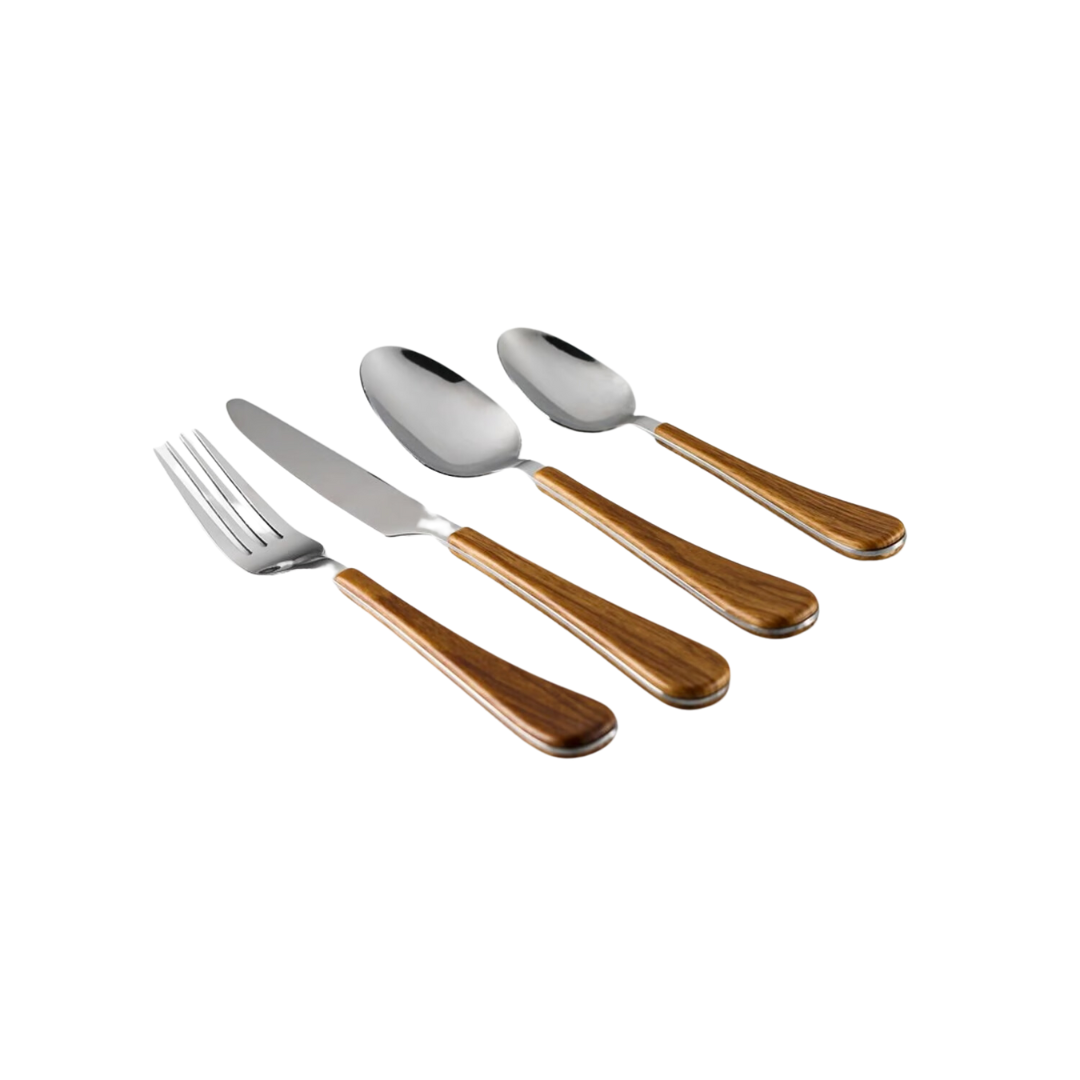 Set De Cuchilleria 24 Piezas Madera Redondo - Imagen 4