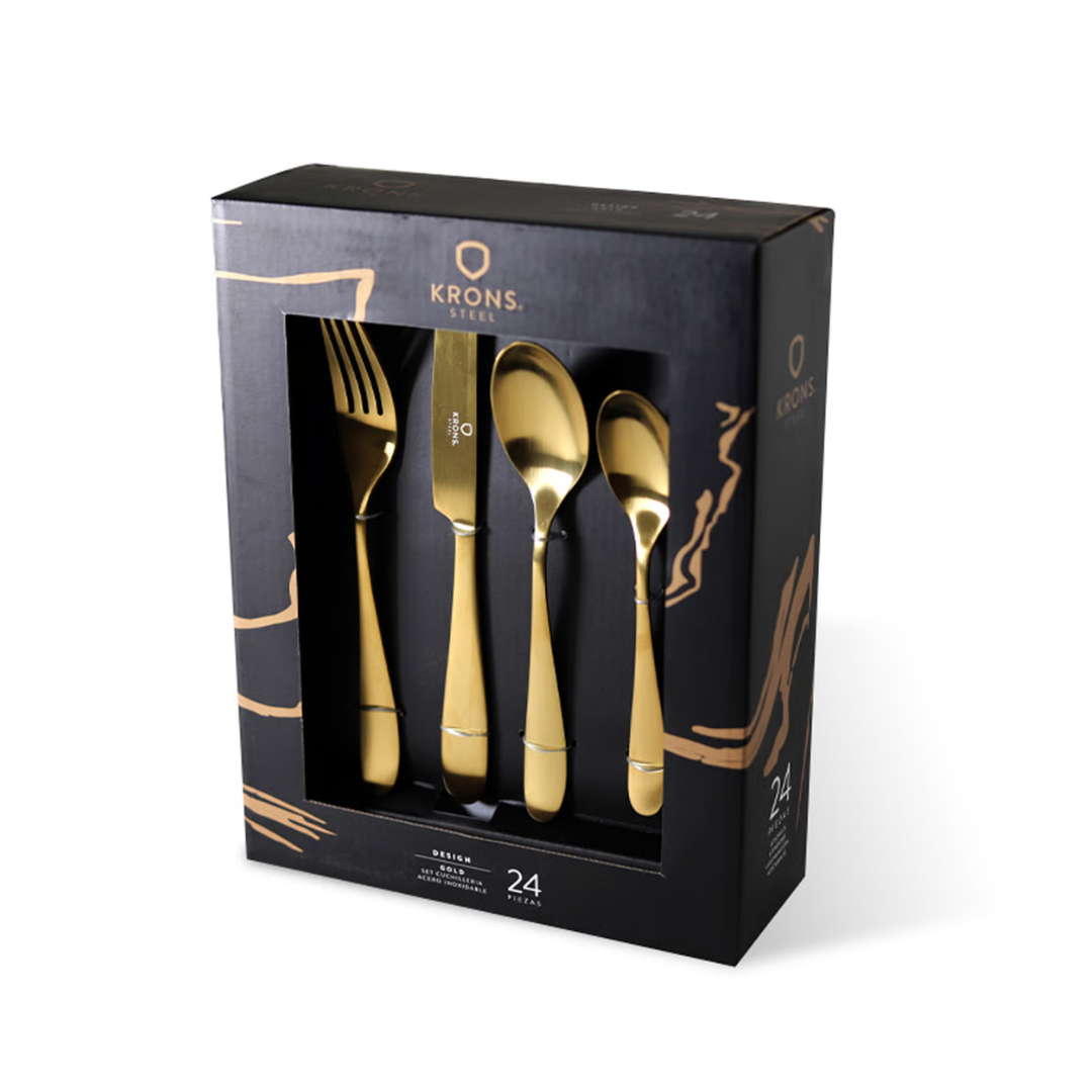 Set De Cuchillería 24 Piezas Gold Krons
