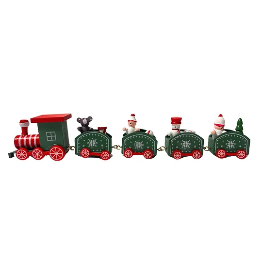 Tren De Madera Navidad Hombre De Nieve