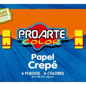 ESTUCHE PAPEL CREPE PROARTE 6 HOJAS, 6 COLORES, 50x100 CM