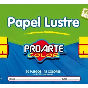 ESTUCHE PAPEL LUSTRE 20 HOJAS 15 COLOLORES SURTIDOS 26,5x37,5 CM.