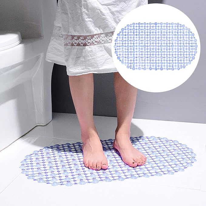 Piso Baño Ducha 68X36Cm Pvc Azul Transp