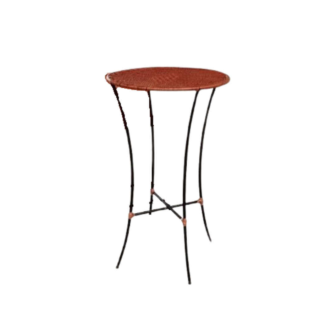 Mesa Redonda Mimbre Bar Base Metalica 102,5 X 60 Cm