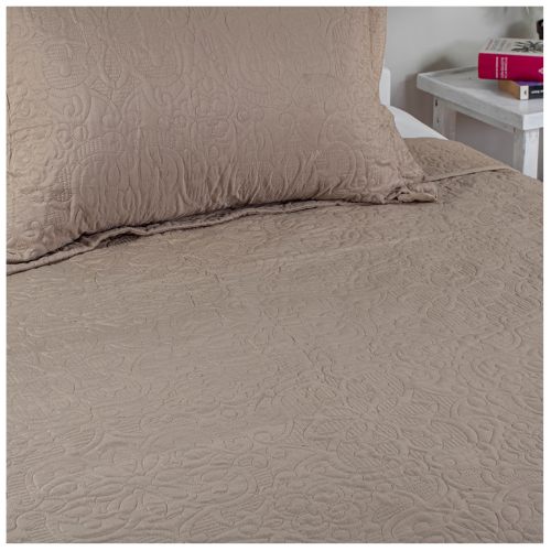 Quilt Bordado Elegance C/N Fundas (Bolsa Tela) 2.0 Plaza Beige - Imagen 2