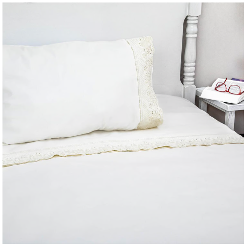 Juego Sábanas Broderie Color Santorini Microfibra 1.5 Plaza Blanco - Imagen 2