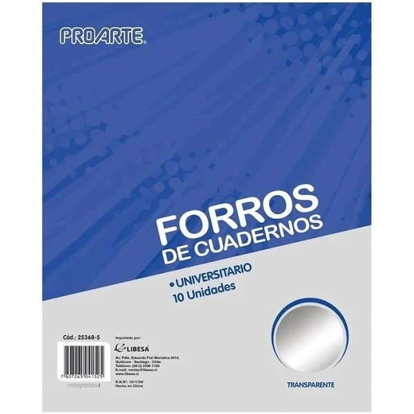 FORRO PROARTE COLLEGE TRANSPA.BOLSA 10un CAJA PDQ