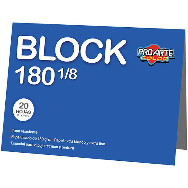 BLOCK PROARTE MEDIO N°180 1/8 20H.180G 37,7x27cm