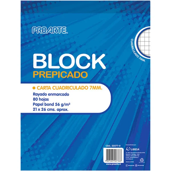 BLOCK PREPICADO PROARTE CARTA 80 HJ 7mm