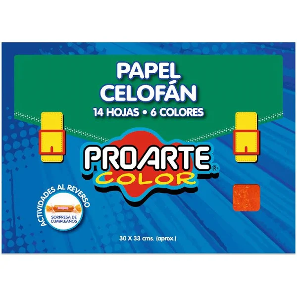 ESTUCHE PAPEL CELOFAN 14 HOJAS 6 COLORES SURTIDO 33x30 Cm