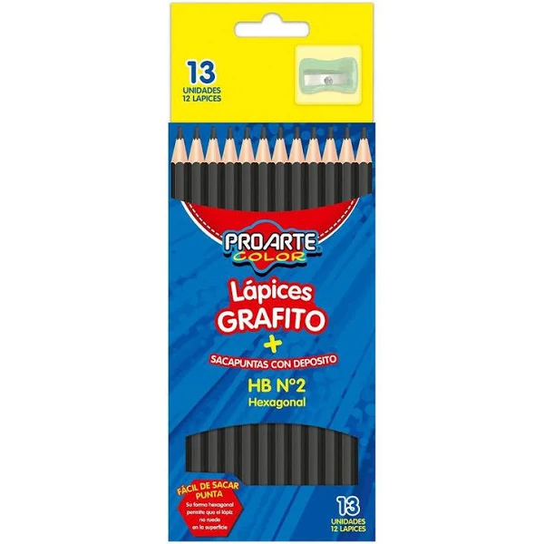 LAPICES GRAFITO HEXAGONALES .No2 HB C/GOMA C/12 unidades