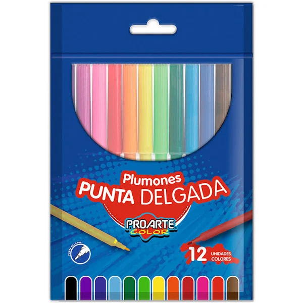 PLUMON PROARTE 12colores BOLSA PUNTA DELGADA