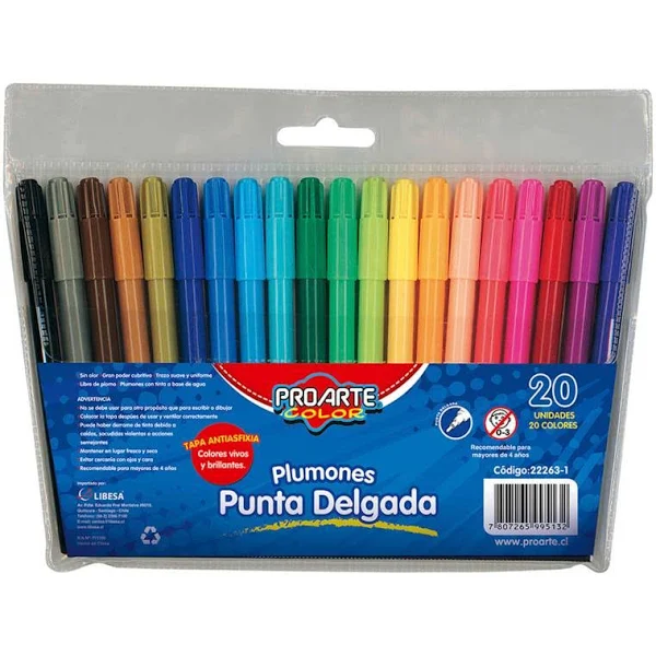 PLUMON PROARTE 20 colores PUNTA DELGADA