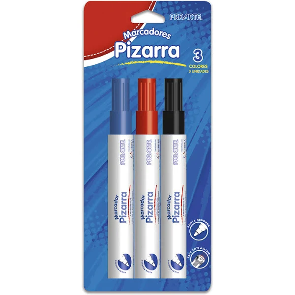 SET PLUMON PIZARRA PROARTE 3 UN NEGRO, AZUL, ROJO.